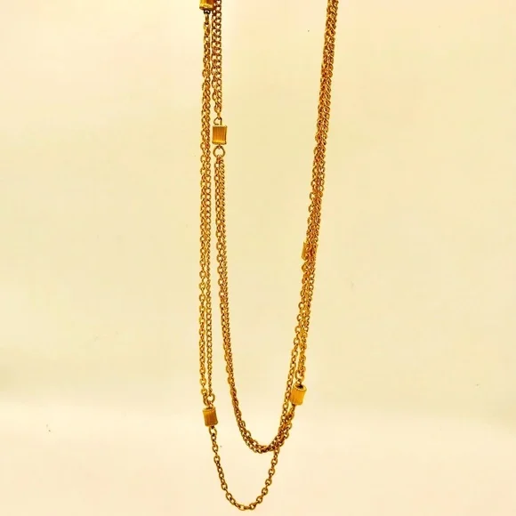 Vintage Long Gold Tone Metal Chain Necklace - Picture 1 of 5